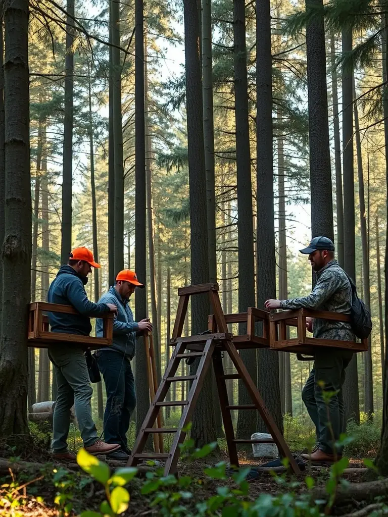 A photograph of club members setting up traps for invasive species, demonstrating pest control measures in the hunting grounds.